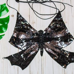 🦋 Sequin Butterfly Halter Top 🦋